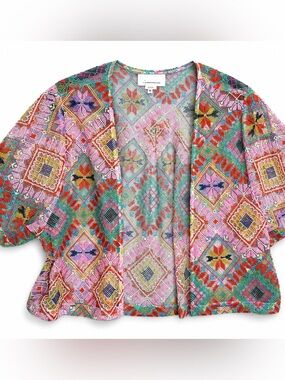 Anthropologie multi color crop sheer cardigan